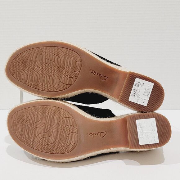 Clarks Maritsa Espadrille Sandals Womens Size 9 Black Suede Slip On Pumps Heels - Picture 10 of 12